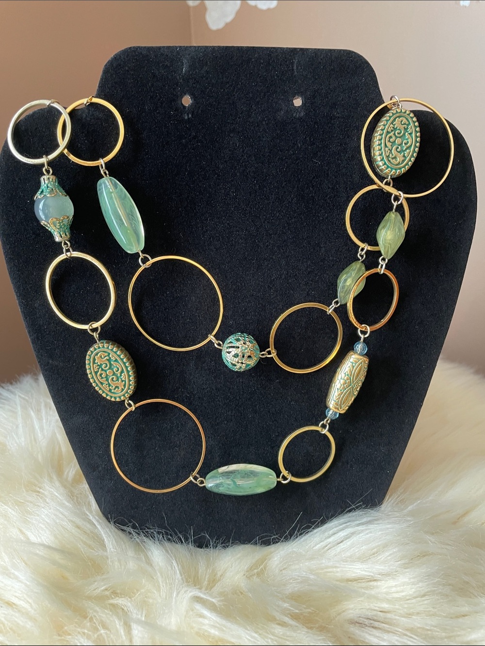 Joan Rivers Gold-Tone Necklace with Green Accent Beads